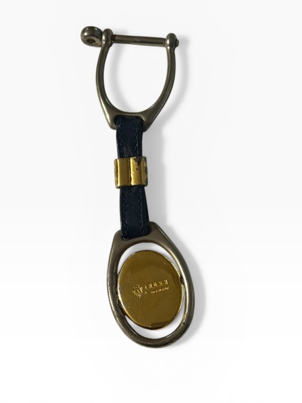 GUCCI Vintage Keychain Gold Leather